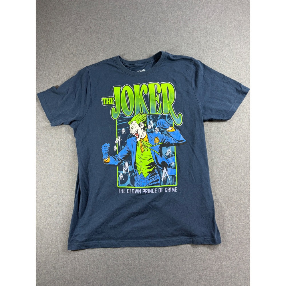 DC Comics The Joker Graphic T-Shirt Kids 2XL 18 Navy Blue Clown Prince of Crime